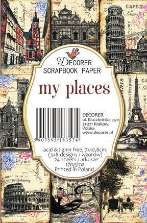 My Places - MINI Scrapbook Paper 7cm x 10,8 cm , DECORER Scrapbook Paper