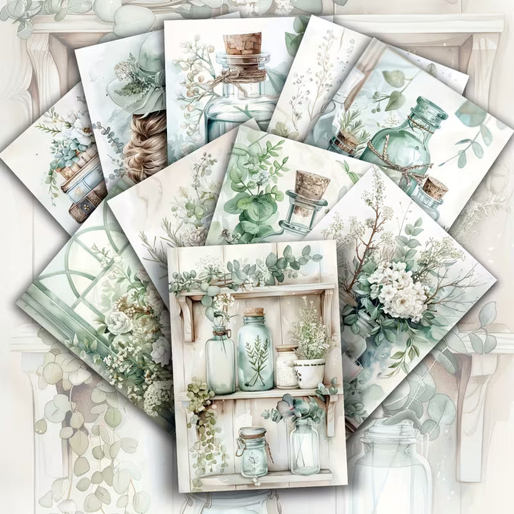 Herbal Remedies Illustration Cards – Set of 20 Vintage Style Paper Card Scrapbook Paper