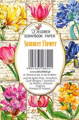 Summer Flower - MINI 7cm x 10,8 cm , DECORER Scrapbook Paper