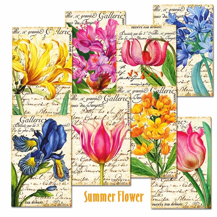 Summer Flower - MINI 7cm x 10,8 cm , DECORER Scrapbook Paper