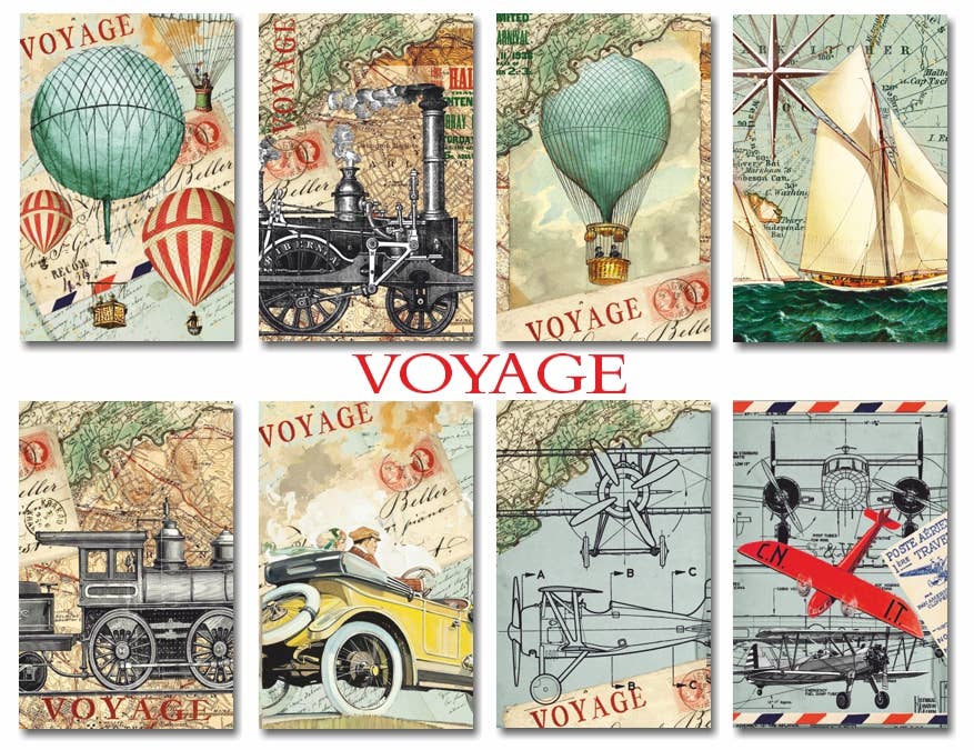 Voyage - Gift Tag Set 24 pcs 7cm x 10,8 cm , DECORER Scrapbook Paper