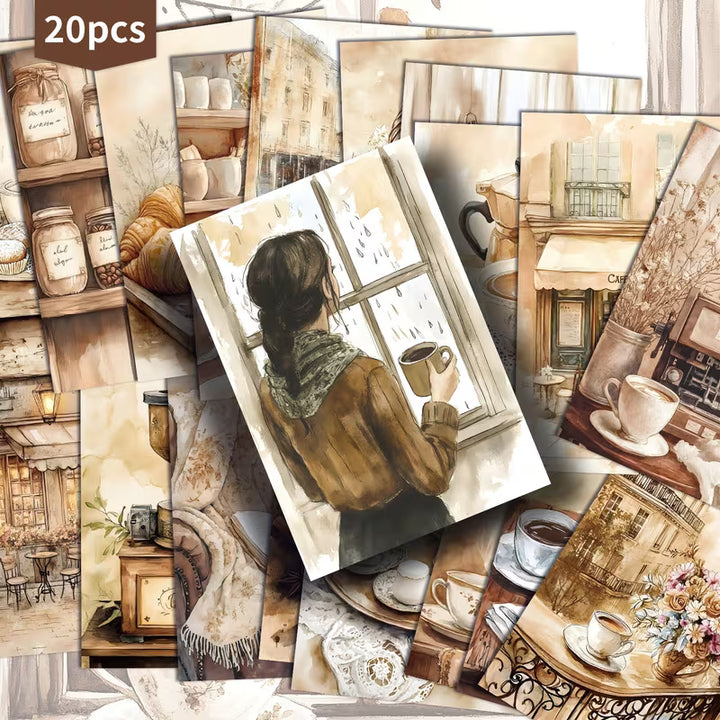 Milk, Coffee & Afternoon Tea Illustration Cards – Set of 20 Vintage Pin-Up Style Paper Cards Scrapbook Paper