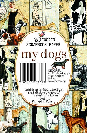 My Dogs - MINI, 7cm x 10,8 cm , DECORER Scrapbook Paper
