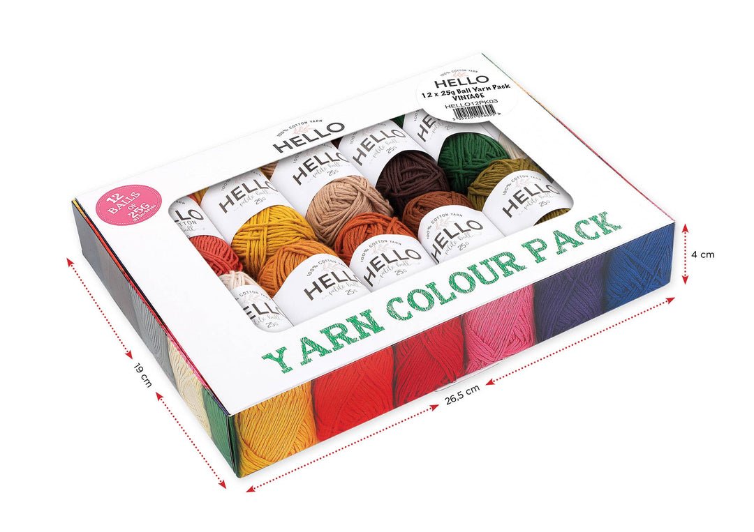 Hello 100% Cotton Gift Box Pack of 12 Balls Light DK Weight: Pastels Yarn