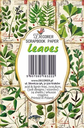 Leaves - MINI, 7cm x 10,8 cm , DECORER Scrapbook Paper
