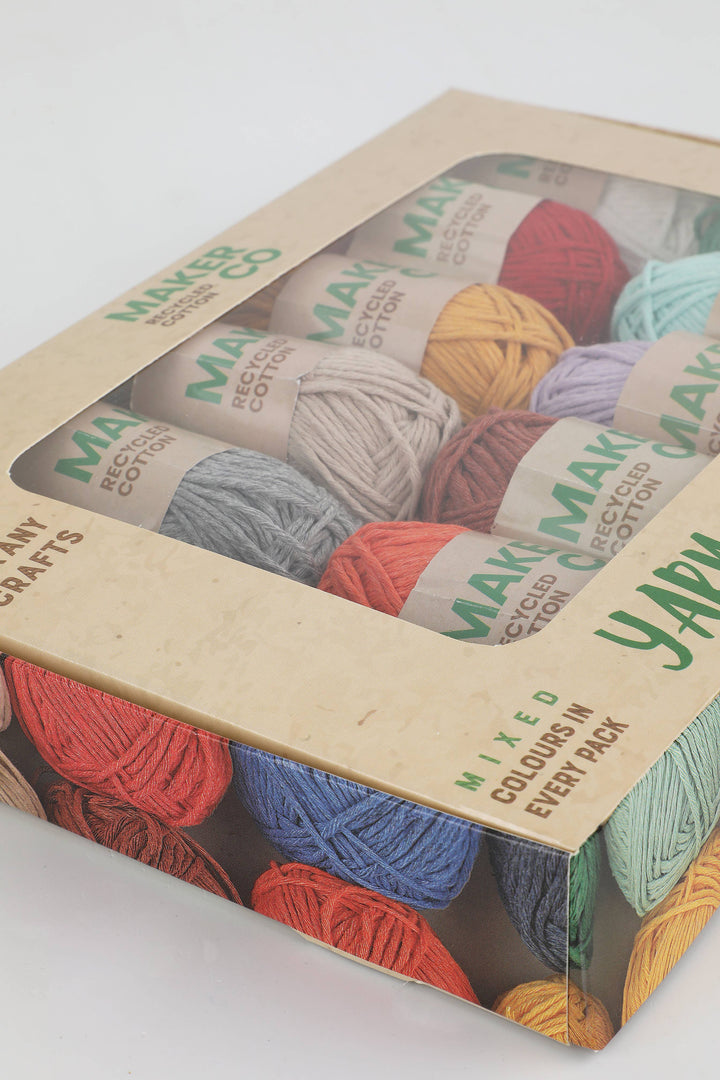 MakerCo Recycled Cotton Yarn Pack of 12 x 25g