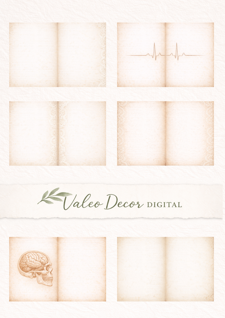 Digital Vintage Medical Junk Journal Pages | Gothic Anatomy Ephemera | Antique Medical Notebook Printable | Junk Journal Kit | Scrapbook