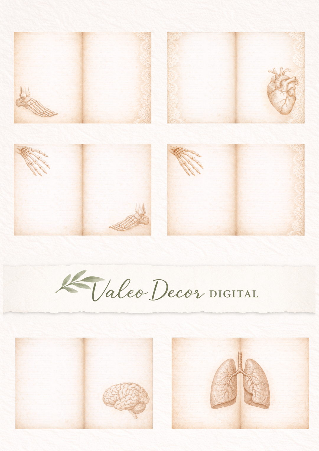 Digital Vintage Medical Junk Journal Pages | Gothic Anatomy Ephemera | Antique Medical Notebook Printable | Junk Journal Kit | Scrapbook