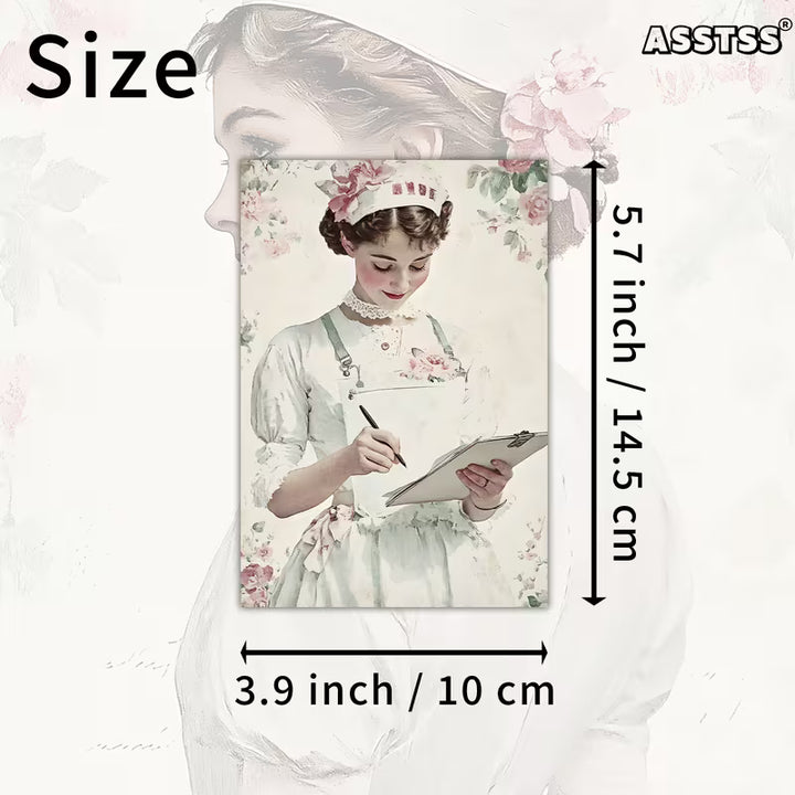 Retro Nurse Portrait Illustration Cards – Set of 20 Vintage Pin-Up Style Paper  Cards Scrapbook Paper