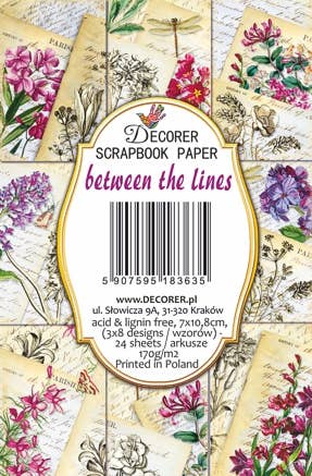 Between The Lines - Gift Tag Set 24 pcs, 7cm x 10,8 cm , DECORER Scrapbook Paper