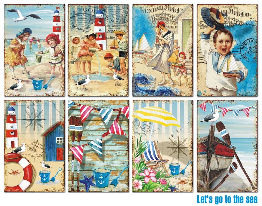 Let'S Go To The Sea - MINI, 7cm x 10,8 cm , DECORER Scrapbook Paper