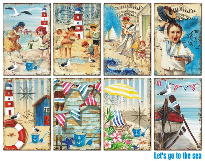Let'S Go To The Sea - MINI, 7cm x 10,8 cm , DECORER Scrapbook Paper