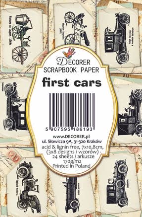 First Cars - Gift Tag Set 24 pcs, 7cm x 10,8 cm , DECORER Scrapbook Paper