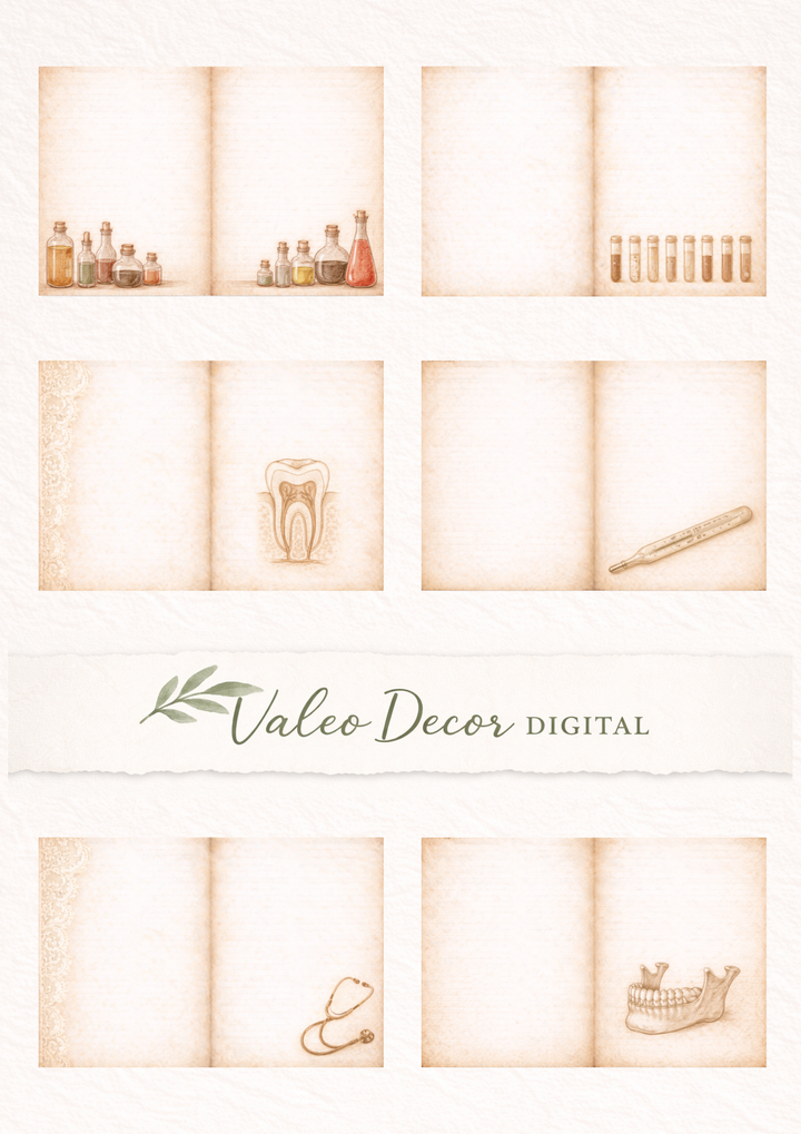 Digital Vintage Medical Junk Journal Pages | Gothic Anatomy Ephemera | Antique Medical Notebook Printable | Junk Journal Kit | Scrapbook