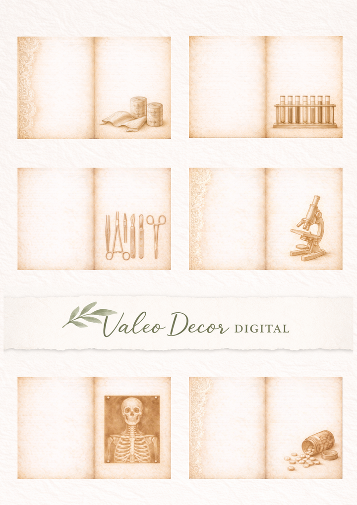 Digital Vintage Medical Junk Journal Pages | Gothic Anatomy Ephemera | Antique Medical Notebook Printable | Junk Journal Kit | Scrapbook