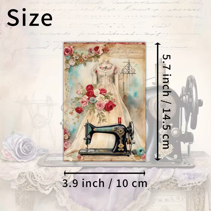 habby Chic Sewing Illustration Cards – Set of 20 Vintage Pin-Up Style Cards Scrapbook Paper