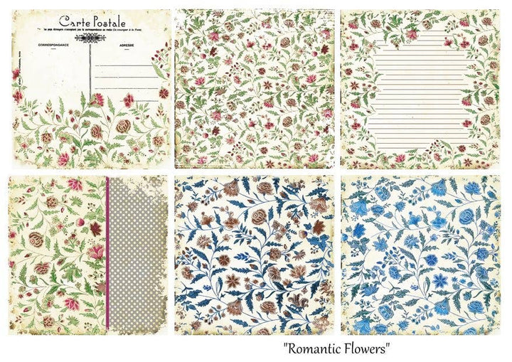 Romantic Flowers - 8'X 8' DECORER Scrapbook Paper