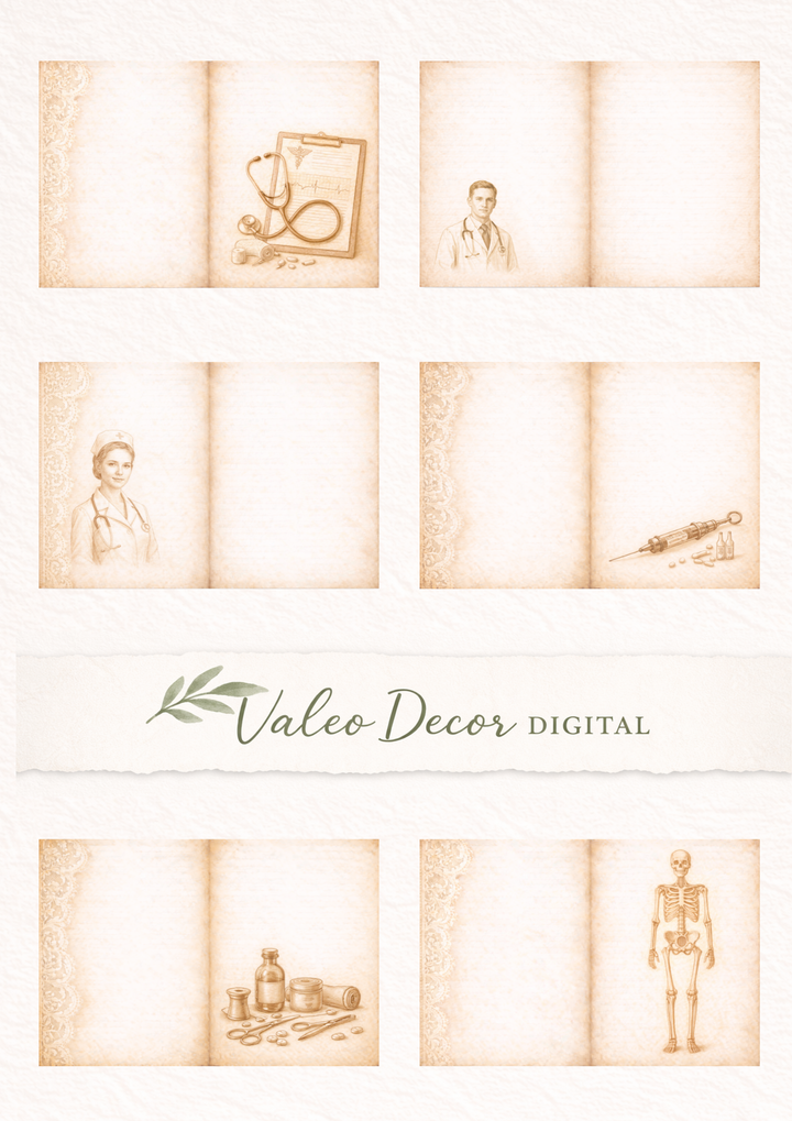Digital Vintage Medical Junk Journal Pages | Gothic Anatomy Ephemera | Antique Medical Notebook Printable | Junk Journal Kit | Scrapbook