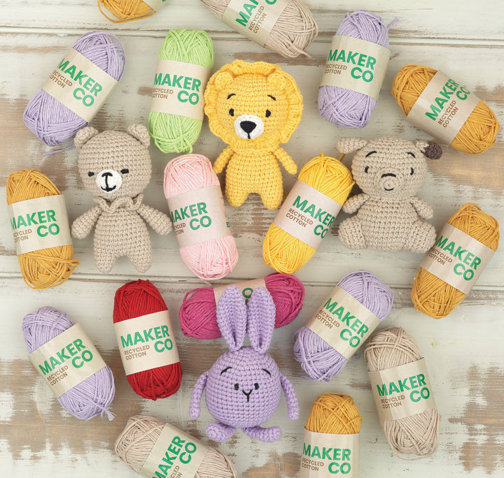 MakerCo Recycled Cotton Yarn Pack of 12 x 25g