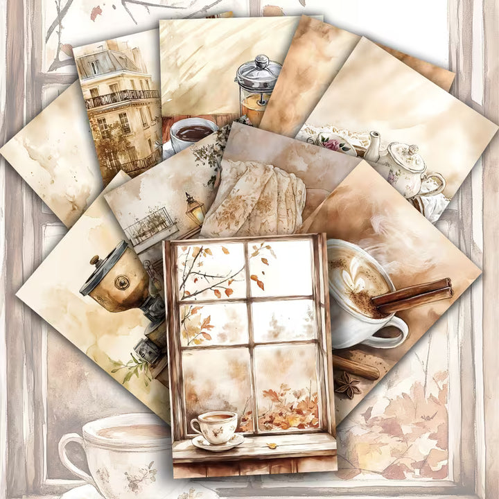 Milk, Coffee & Afternoon Tea Illustration Cards – Set of 20 Vintage Pin-Up Style Paper Cards Scrapbook Paper