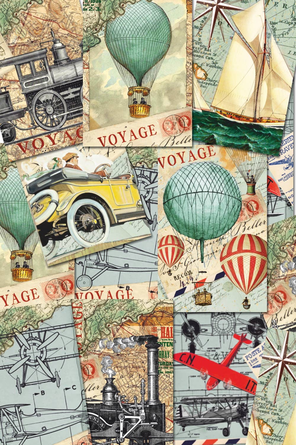 Voyage - Gift Tag Set 24 pcs 7cm x 10,8 cm , DECORER Scrapbook Paper