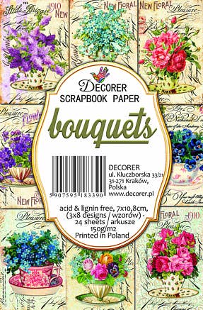 Bouquets - MINI 7cm x 10,8 cm , DECORER Scrapbook Paper