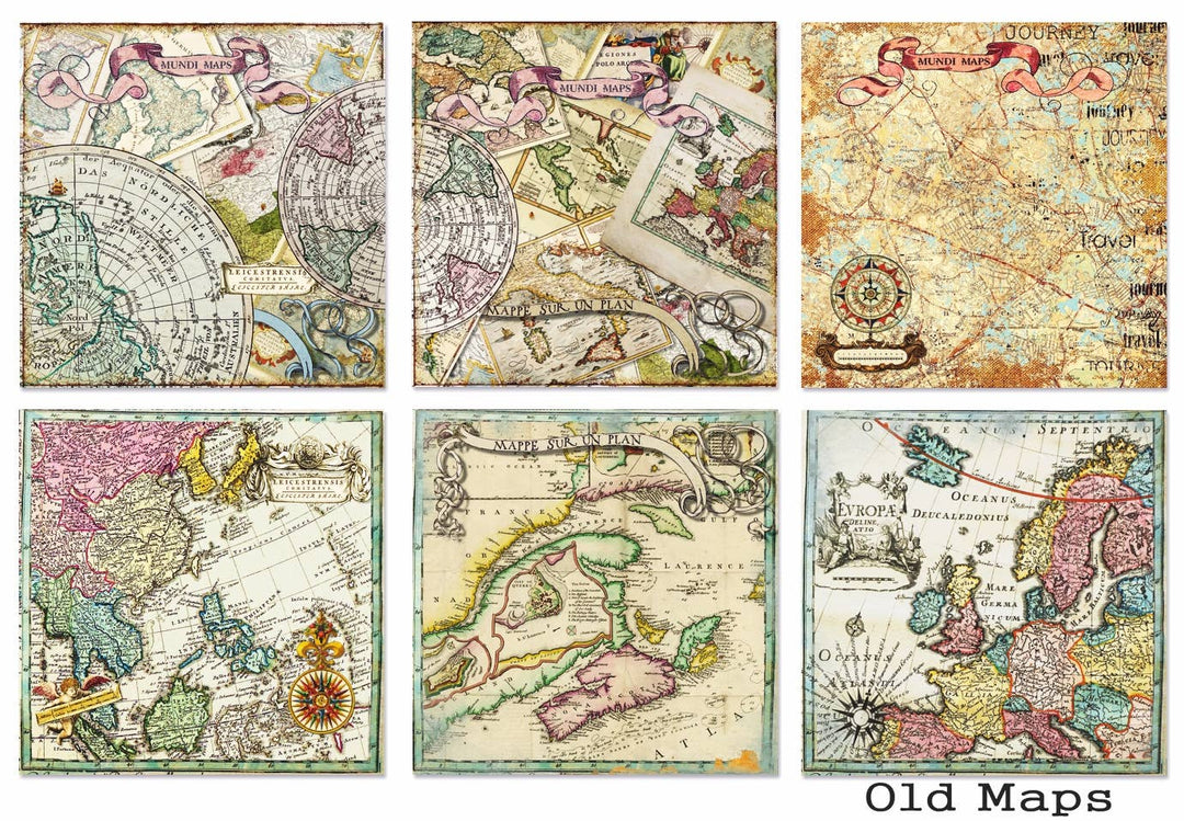 Old maps - 8'X 8' DECORER Scrapbook Paper