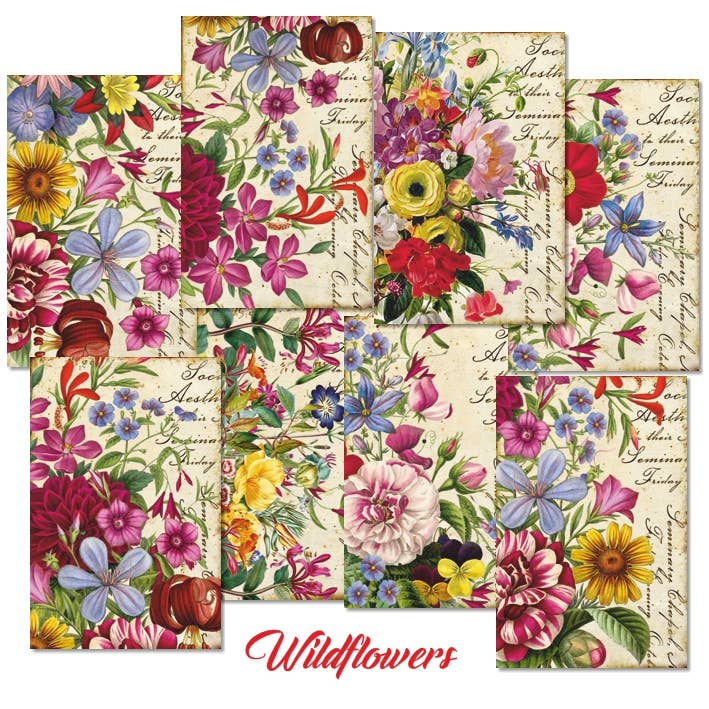 Wildflowers- MINI, 7cm x 10,8 cm , DECORER Scrapbook Paper