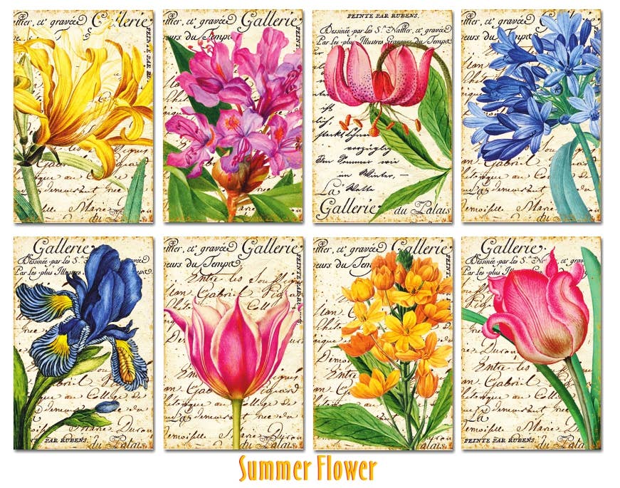 Summer Flower - MINI 7cm x 10,8 cm , DECORER Scrapbook Paper