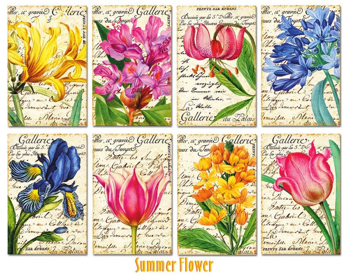 Summer Flower - MINI 7cm x 10,8 cm , DECORER Scrapbook Paper