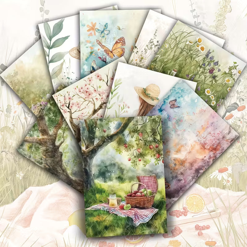 Picnic Afternoon Tea Illustration Cards – Set of 20 Vintage Pin-Up Style Cards Scrapbook Paper