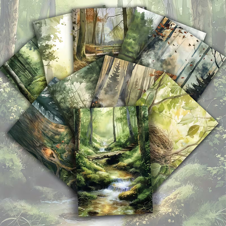 Vintage Forest Fairy Illustration Cards – Set of 20 Magical Woodland Paper Cards Scrapbook Paper