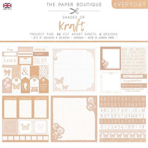 The Paper Boutique "Everyday" 8"x8" Project Pads: Kraft / Project Pad