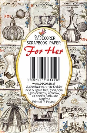 For Her - MINI 7cm x 10,8 cm , DECORER Scrapbook Paper
