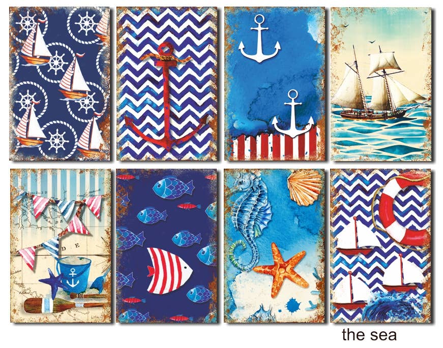 The Sea - MINI 7cm x 10,8 cm , DECORER Scrapbook Paper