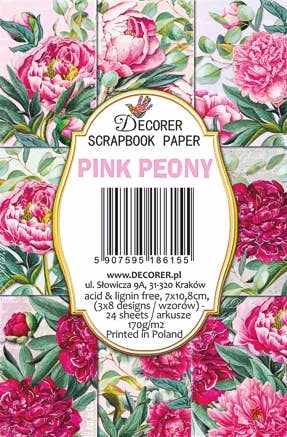 Pink Peony - MINI, 7cm x 10,8 cm , DECORER Scrapbook Paper