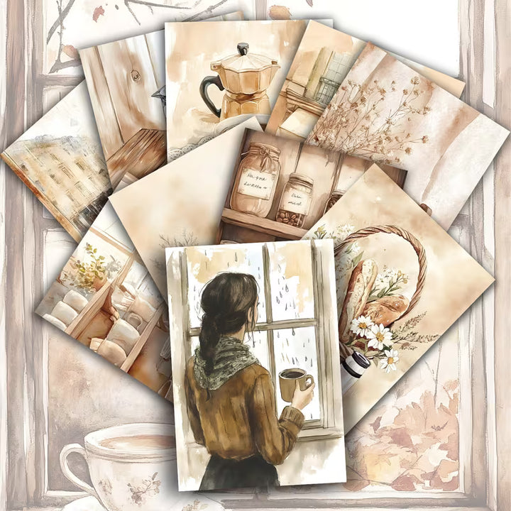 Milk, Coffee & Afternoon Tea Illustration Cards – Set of 20 Vintage Pin-Up Style Paper Cards Scrapbook Paper