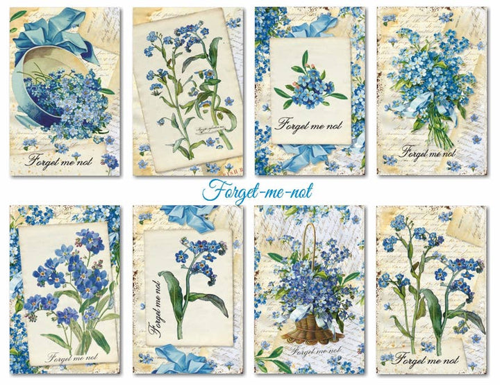 Forget-me-not - Gift Tag Set 24 pcs, 7cm x 10,8 cm , DECORER Scrapbook Paper