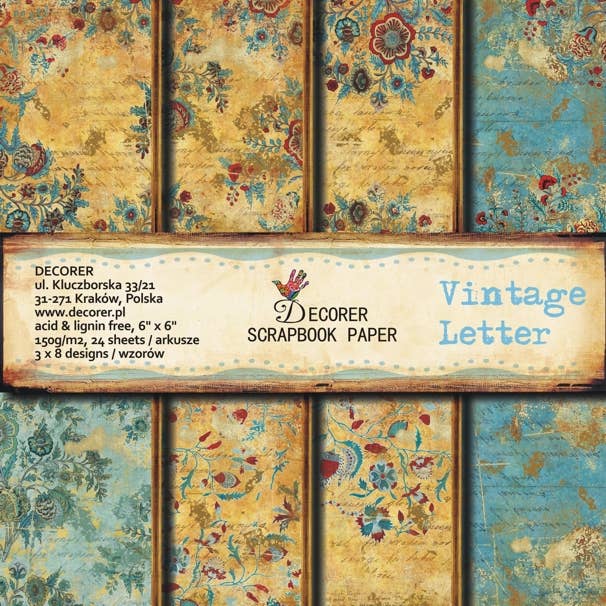 Vintage Letter - 6'X 6' DECORER Scrapbook Paper