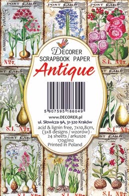 Antique - Gift Tag Set 24 pcs, 7cm x 10,8 cm , DECORER Scrapbook Paper