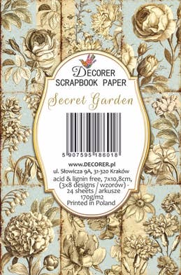 Secret Garden - MINI, 7cm x 10,8 cm , DECORER Scrapbook Paper