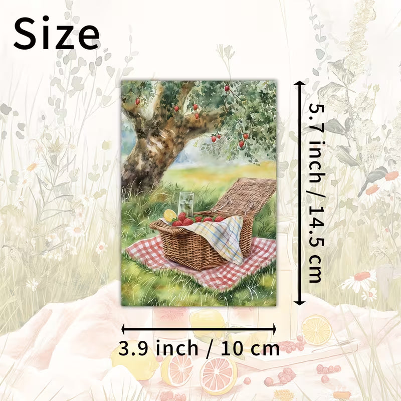 Picnic Afternoon Tea Illustration Cards – Set of 20 Vintage Pin-Up Style Cards Scrapbook Paper