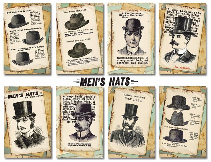 Men’s hats - Gift Tag Set 24 pcs 7cm x 10,8 cm , DECORER Scrapbook Paper
