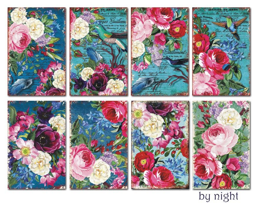 By Night - Gift Tag Set 24 pcs 7cm x 10,8 cm , DECORER Scrapbook Paper