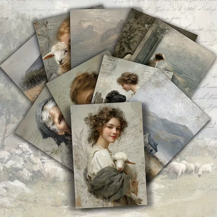 Retro Pin-Up & Floral Illustration Cards – Set of 20 Vintage Paper/ Cards Scrapbook Paper