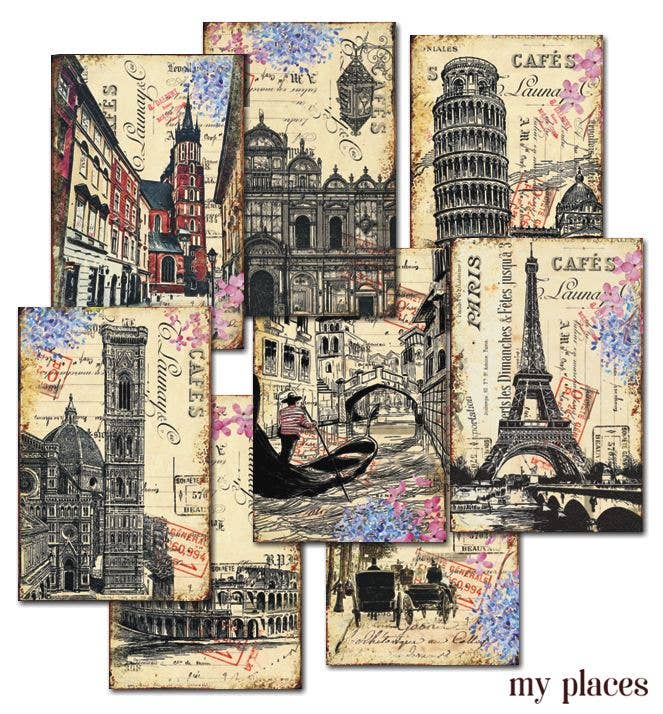 My Places - MINI Scrapbook Paper 7cm x 10,8 cm , DECORER Scrapbook Paper
