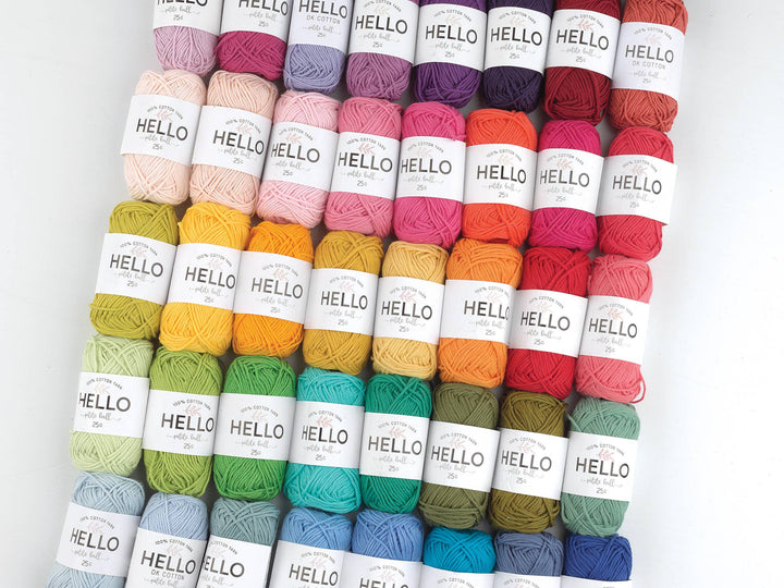 Hello 100% Cotton Gift Box Pack of 12 Balls Light DK Weight: Pastels Yarn