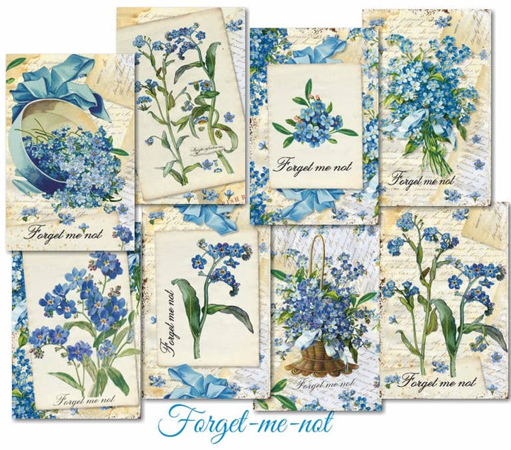 Forget-me-not - Gift Tag Set 24 pcs, 7cm x 10,8 cm , DECORER Scrapbook Paper