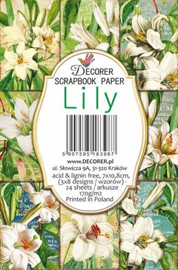 Lily - Gift Tag Set 24 pcs, 7cm x 10,8 cm , DECORER Scrapbook Paper