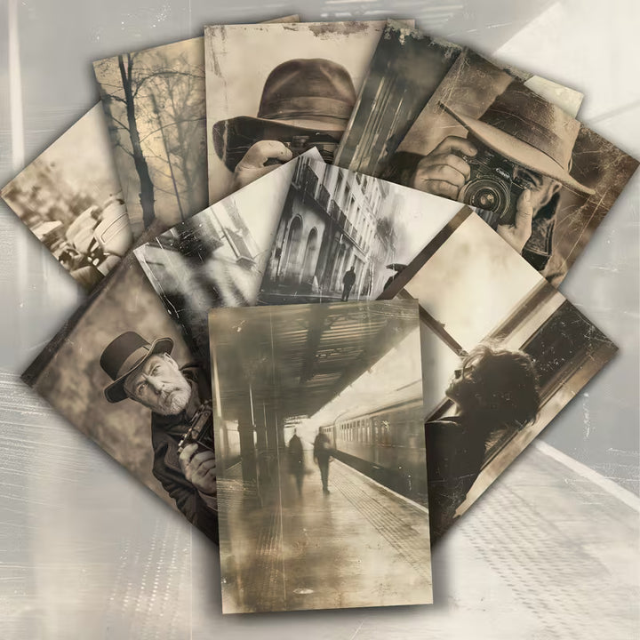 Retro Street Photography Cards – Set of 20 Pin-Up Style Illustration Cards Scrapbook Paper